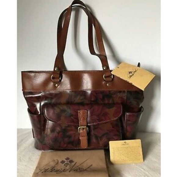 PATRICIA NASH “BOLSENA TOTE” HANDMADE LEATHER ENGLISH‎ MUMS DESIGN SHOULDer Bag - Picture 1 of 10